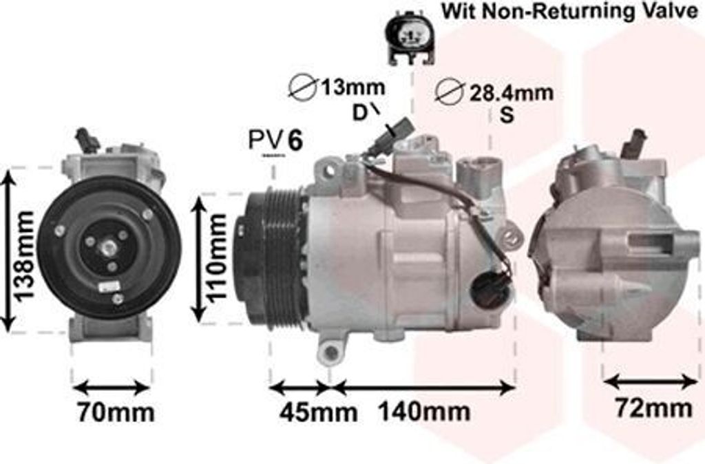 VAN WEZEL 3000K568 - OE 22304411 Klimakompressor für C-Klasse (W204), C-Klasse (C204), C-Klasse (S204), GLK-Klasse (X204), SLK (R172)