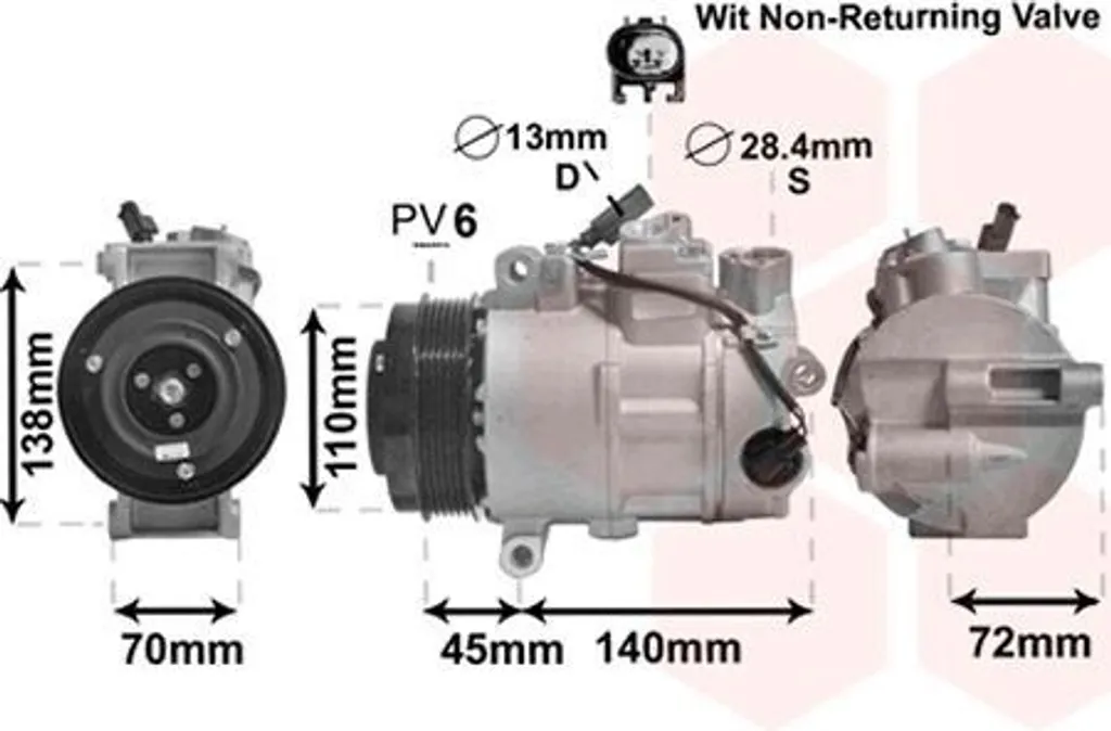 Compresseur Climatisation VAN WEZEL 3000K568 pour Mercedes W204 S204