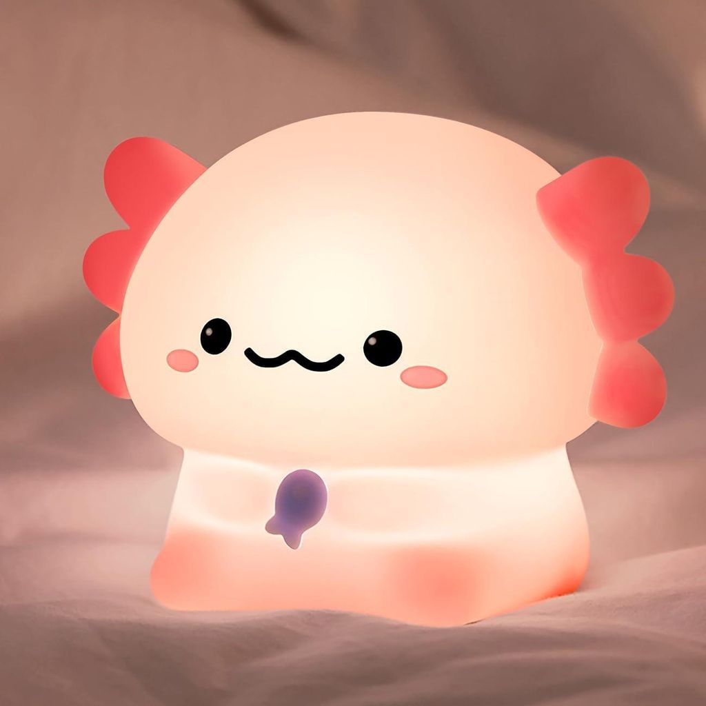 Kinder Nachtlicht, Süßes Axolotls Silikon Pat Nachtlicht, LED Nachtlicht Baby, Dimmbar USB Nachttischlampe, Babyzimmer Deko Kinderlampe, mit Timer