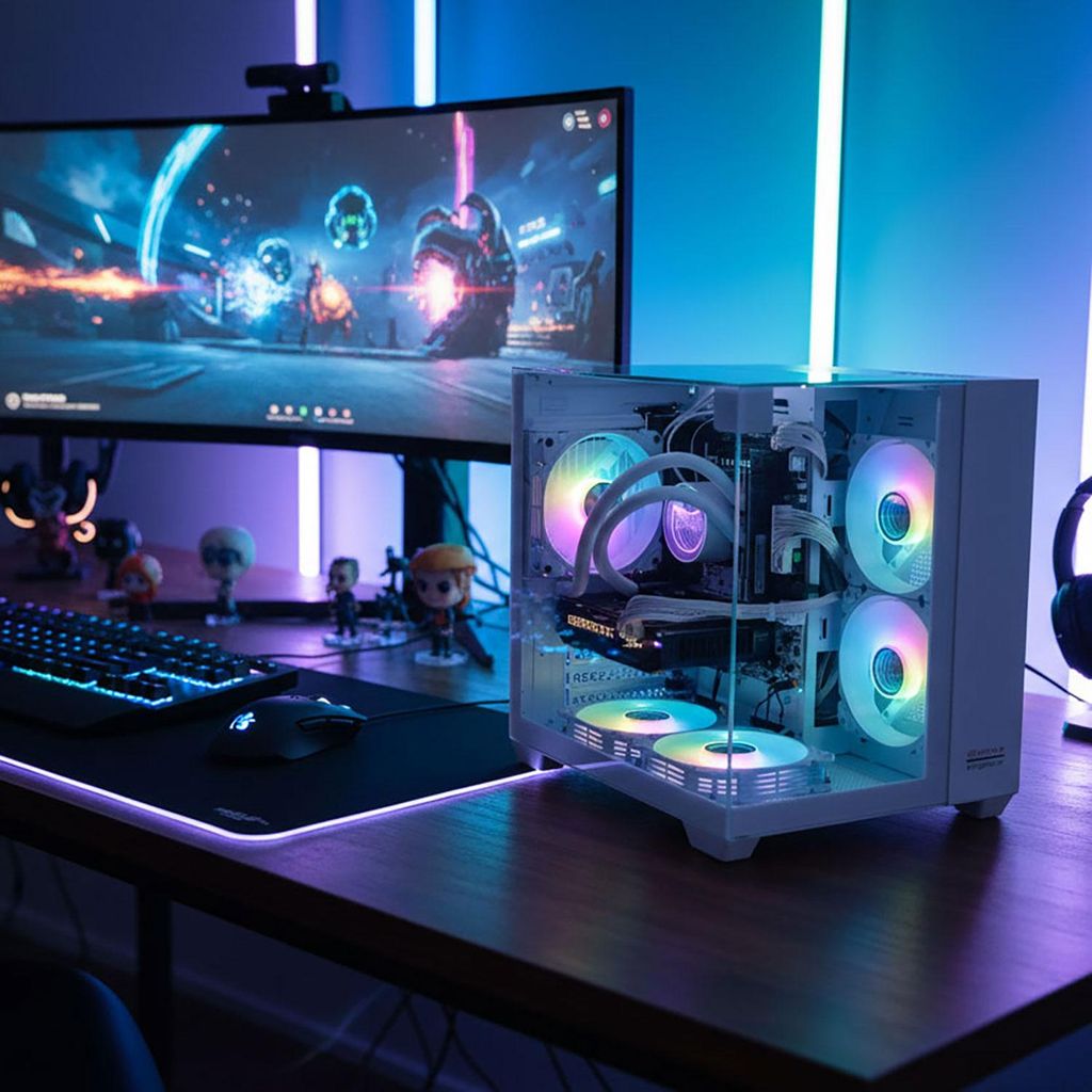 Gaming PC RTX 5050 16GB RAM 240GB SSD 12 Core WLAN Windows 11 Pro Desktop PC Fortnite GTA Warzone Wasserkühlung