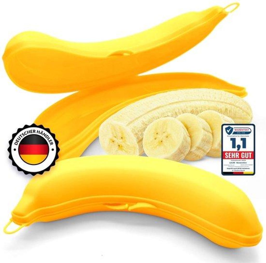 Banane-Set aus 2 Einheiten – waschmaschinenfreundlich – 100% BPA-freier Bananenschutz für unterwegs – robuste Bananenbehälter mit sicheren ...