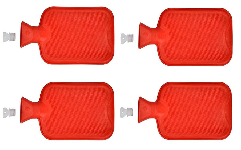 4er Set Wärmflasche aus Gummi 2 Liter | Wärmeflasche Wärmekissen | Wärme Flasche Bettflasche