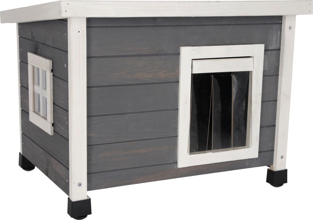 Kerbl - Katzenhaus Rustica aus Holz, Grau/Weiß, 57 x 45 x Produktbild 