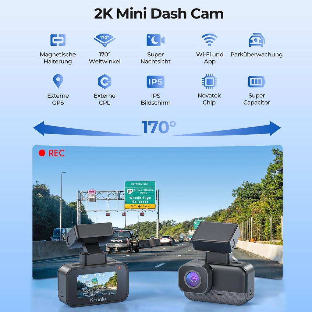 Adelagnes 4 Kanal Dashcam Auto Vorne Hinten 4K+1080 Produktbild-Vorschau 2