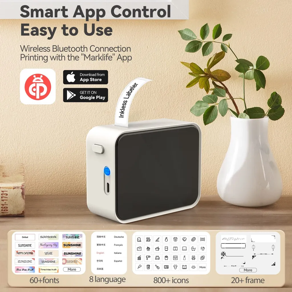 Imprimante d'étiquettes pour organisation maison et bureau Bluetooth