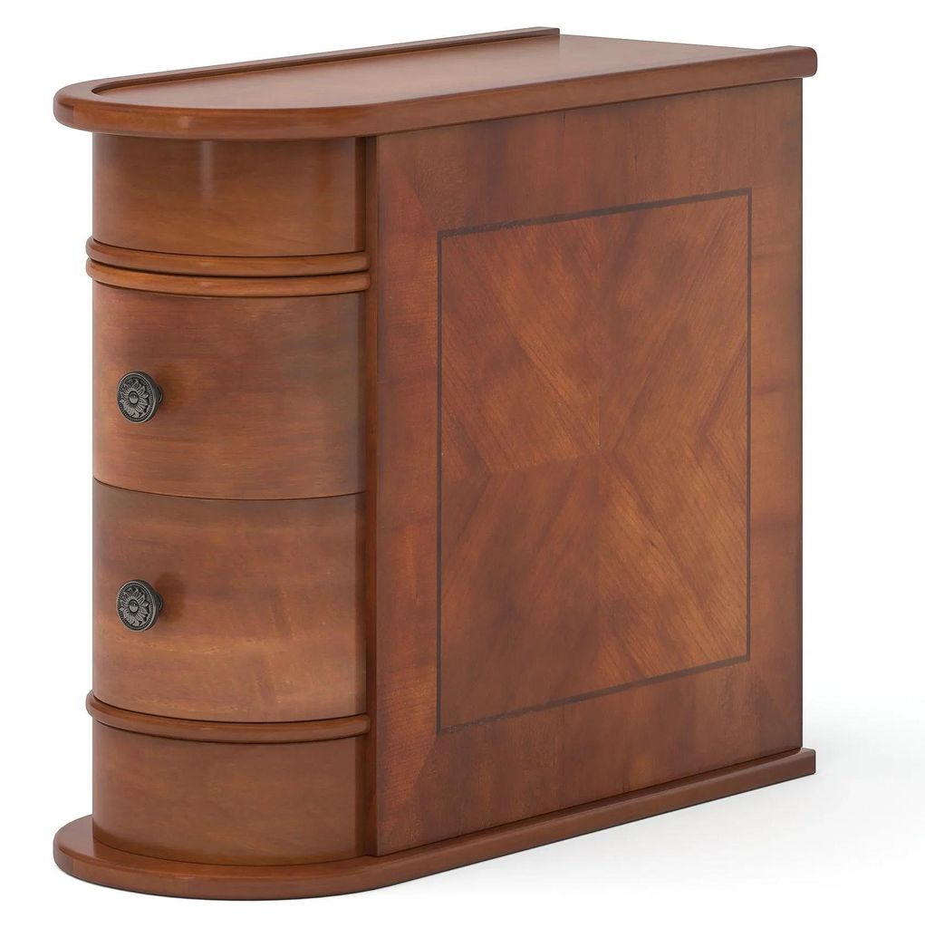 Beistelltisch Nachttisch - HOGA-U0093 - Schmal, rechteckig - Mit Schublade - Auf Rollen - Holz - 60 x 60 x 27,5 cm - Schokoladenbraun