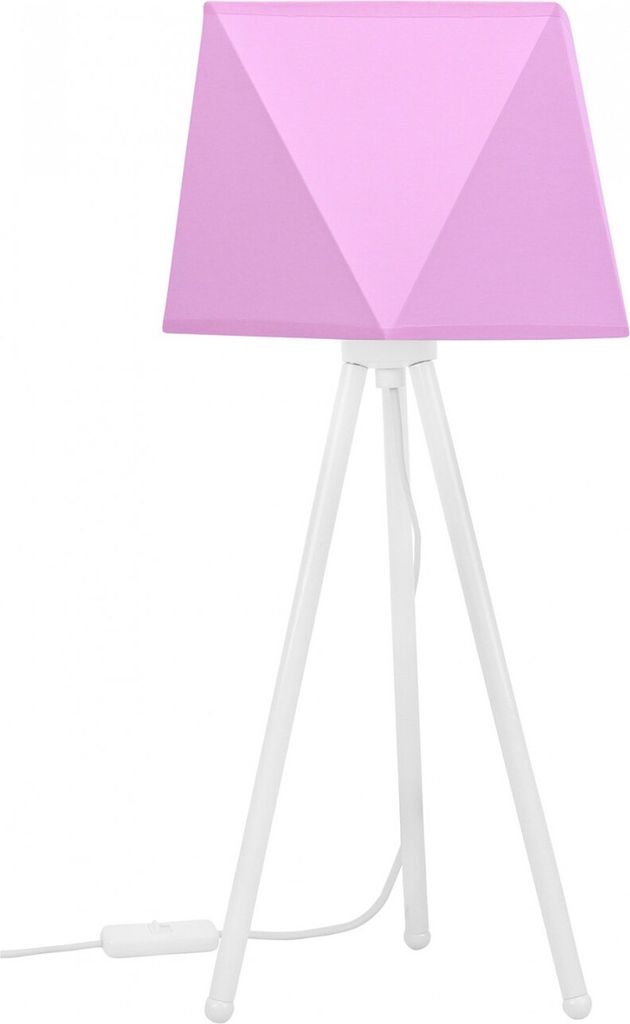 Light-Home Lampenschirm Tischlampe Modern - Elegante Nachttischlampe für Schlafzimmer Wohnzimmer - Tischleuchte E27 - 46x22,5 cm - Weiß und Rosa ...