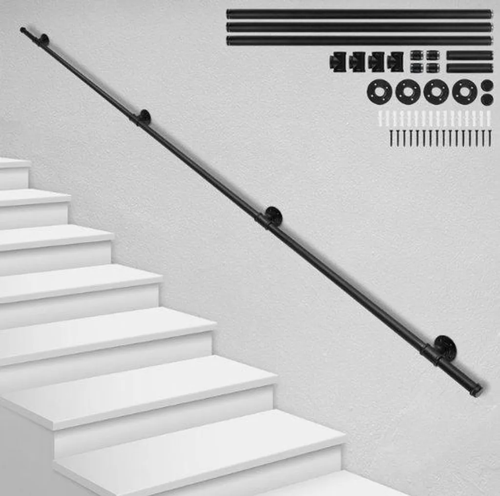 Main courante noire 300 cm pour sécuriser un escalier ou un couloir