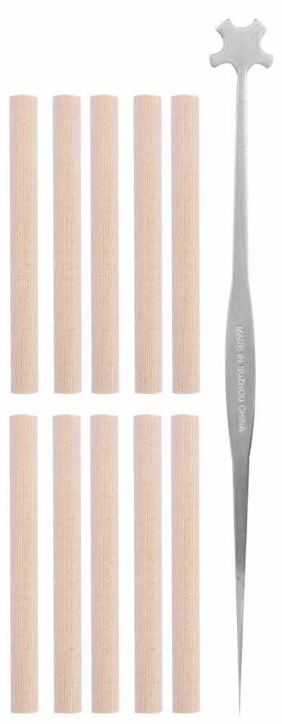 10 Stimmstöcke aus Fichte mit 1 Stimmstock-Einsetzwerkzeug für 4/4- und 3/4-Violinen