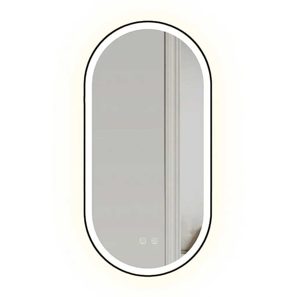 Miroir LED Mural pour Maquillage et Dressing Tutumi OVL 50x100cm Noir Mat - 12