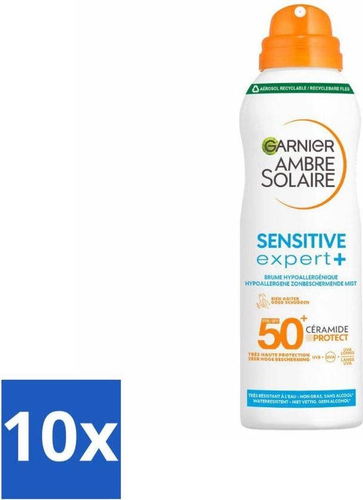 Garnier – Ambre Solaire – Sprühnebel – Sensitive Expert+ – Lichtschutzfaktor 50+ – 150 ml - Vorteilspack - 10 Stücke