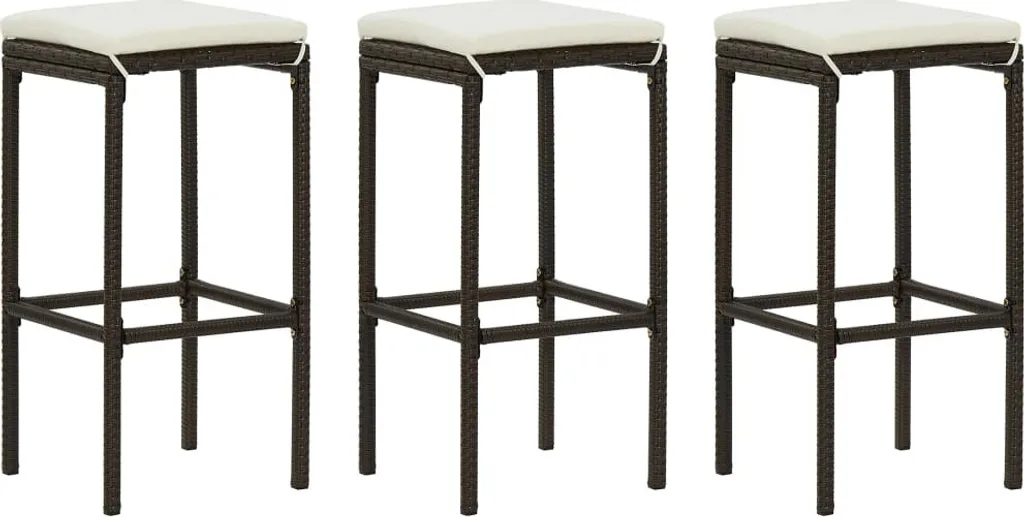 Set Sgabelli Alti da Giardino 3 pz Marroni | Rattan PE e Comfort
