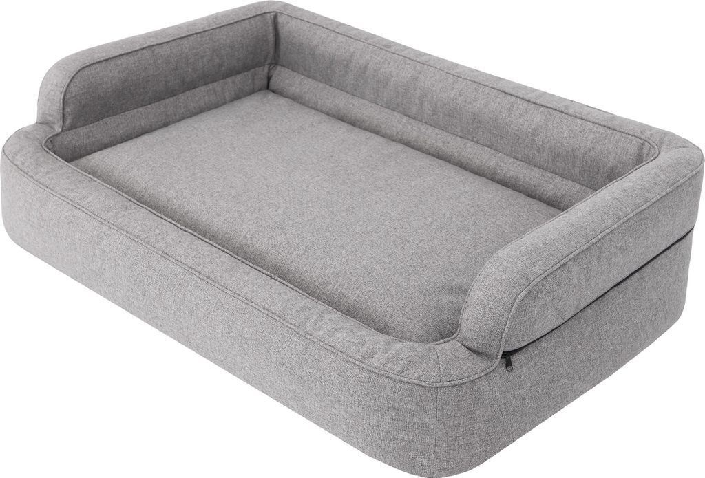 Hundebett, Möbel für Tiere, Katzenbett, Abnehmbar Bezug, Hundekorb, Hundekissen, Hundeliege, Schlafplätze, Hundesofa, Grau, XL: 96x62 cm