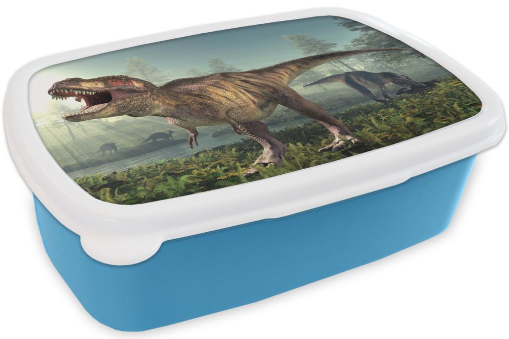 KitchenYeah Lunchbox Brotzeit Brotdose 17x11 cm Dino - Gras - Zeichnung - Kinder - Jungen Kinder Brotzeitdose - Lunch - Kunststoff - Brotbüchse...