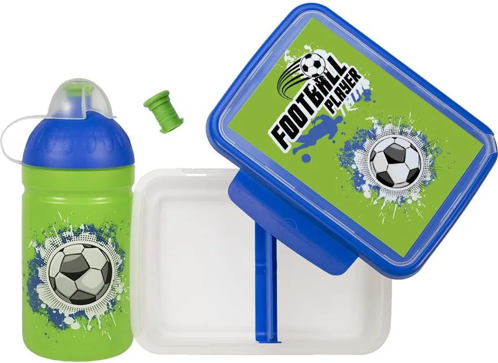 Kit Merenda Calcio R&B Mědílek Verde: Set Borraccia e Box per Piccoli Atleti