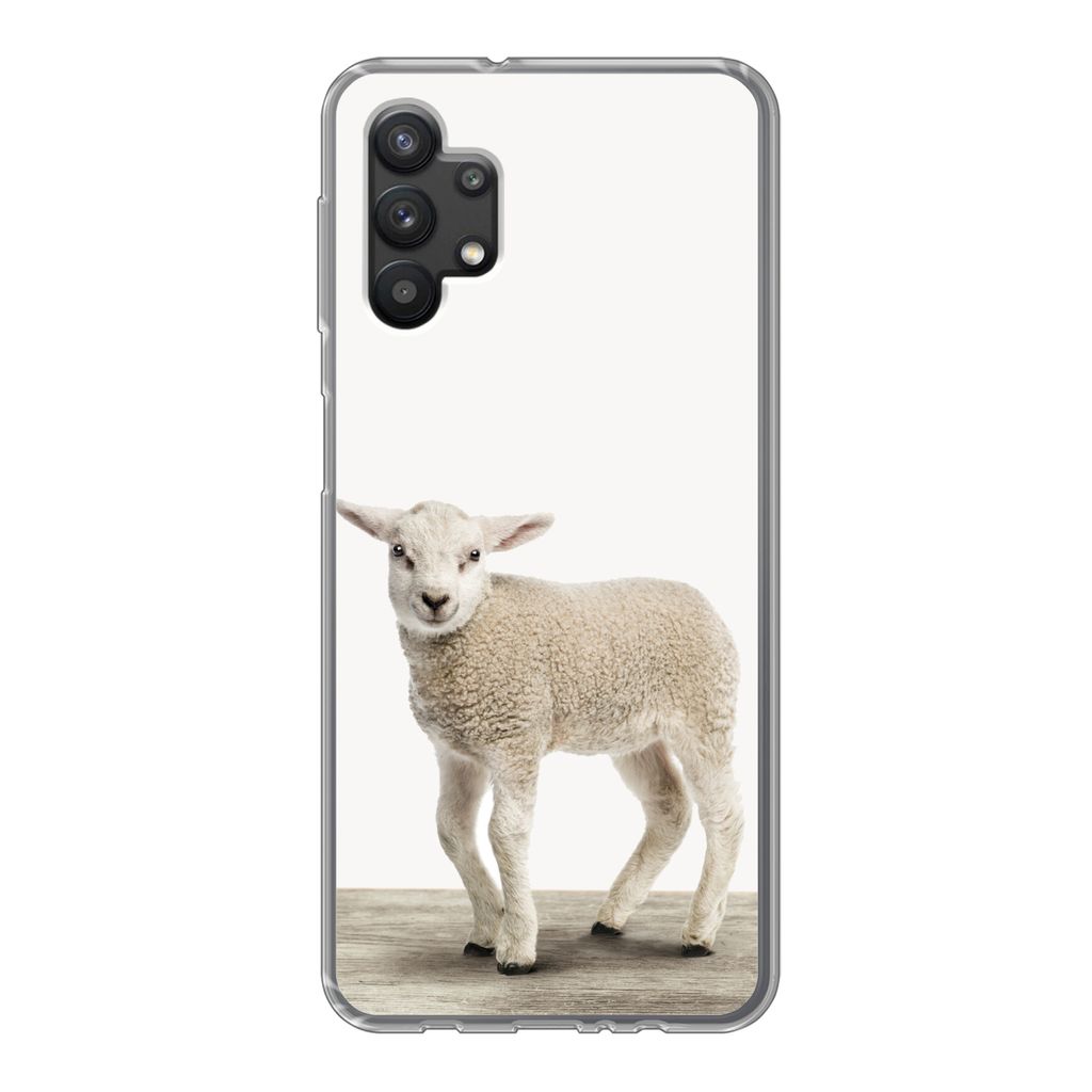 MuchoWow Handyhülle Schutzhülle Hülle für Samsung Galaxy A32 5G Lamm - Schaf - Tiere - Kinder - Mädchen - Jungen Silikon Softcase Handy Hül...