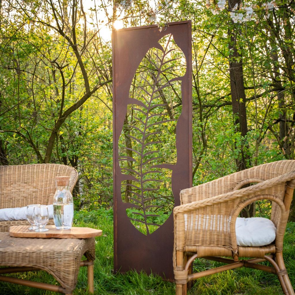 Sichtschutz Metall - 160 cm x 50 cm - Edelrost - Rostoptik Sichtschutz für Garten - Sichtschutzelement - Sichtschutzwand - Gartendekoration Zaun Rost