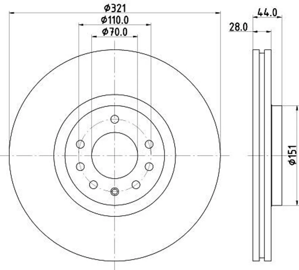 Disque de Frein Arrière pour Opel Astra H et Zafira B HELLA 8DD 355 113-101
