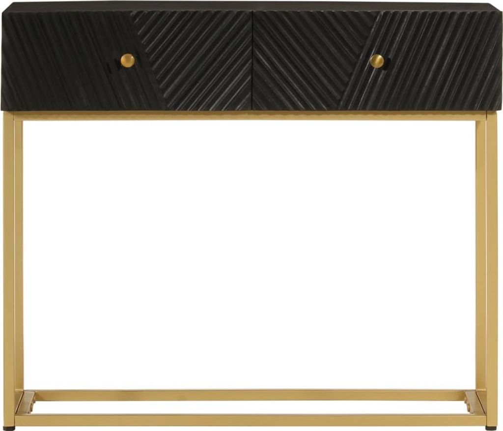 vidaXL Konsolentisch Schwarz 90x30x76 cm Massivholz Mango und Eisen