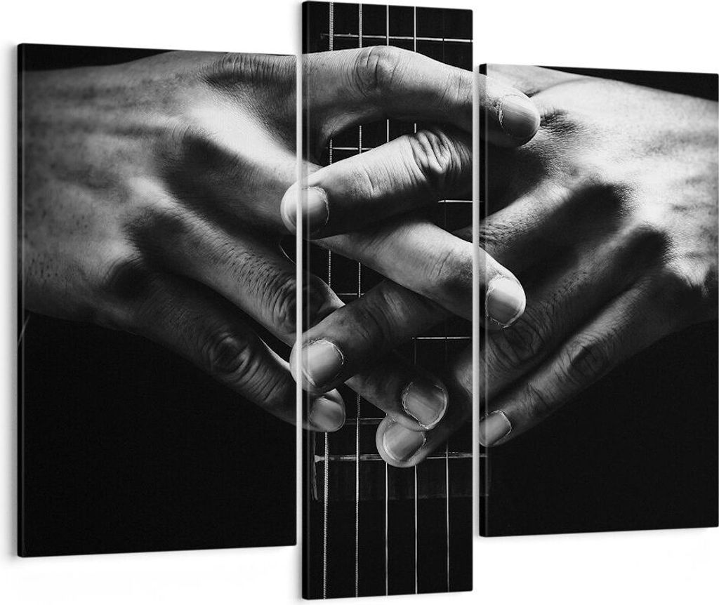 Bild auf Leinwand - Leinwandbild - 3 Teile - Gitarre Musiker Musik - 95x80cm - Wand Bild - Wanddeko - Wandbilder - Leinwanddruck - Bilder - Wanddek...