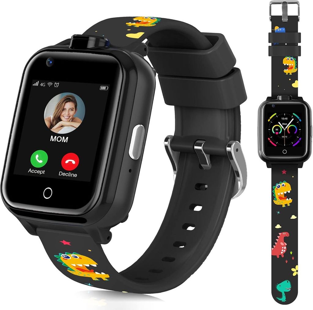 4G Kinder-Smartwatch mit GPS-Tracker und Anrufen, HD-Touchscreen, Kinder-Handyuhr, kombiniert SMS, Videoanruf, SOS, Schrittzähler, 4G-Smartwatch