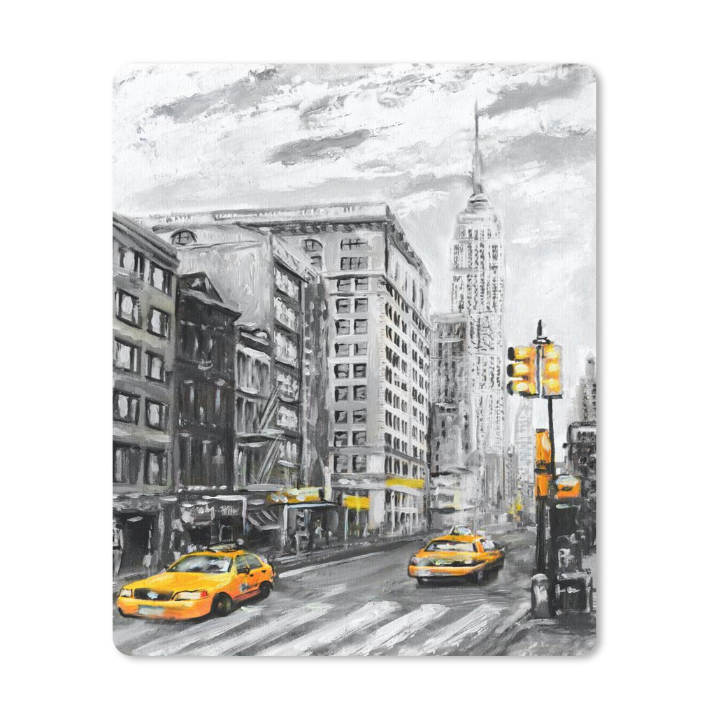 MuchoWow Mauspad Mousepad Malerei - Stadt - Auto - Gelb 30x40 cm - Mousepads - Maus Mat - Pad - Mausunterlage - Mausmatten