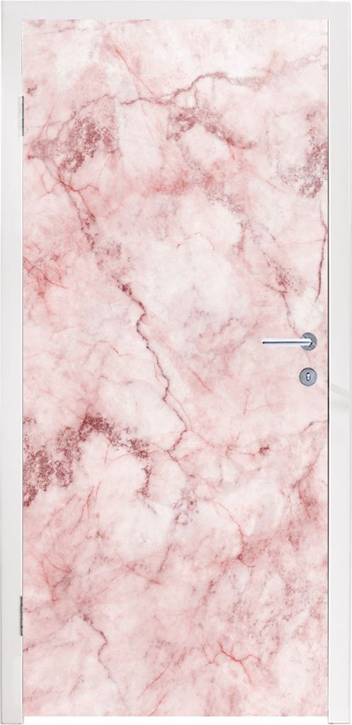 MuchoWow Türtapete Selbstklebende Türfolie Marmor - Rosa - Luxus 85x215 cm Türposter Türaufkleber Klebefolie Türklebefolie - Aufkleber für ...