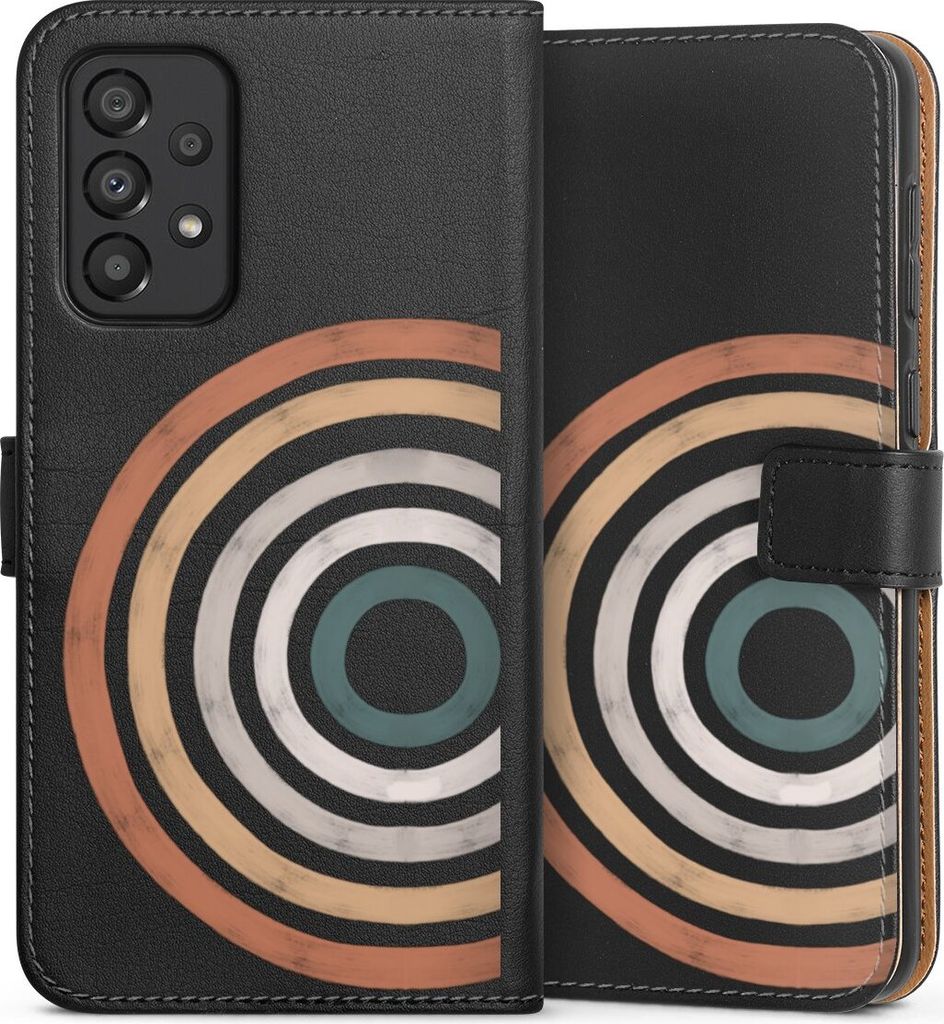 DeinDesign Klapphülle für Samsung Galaxy A33 5G Handytasche Lederhülle Tasche Kreise Regenbogen Wasserfarbe