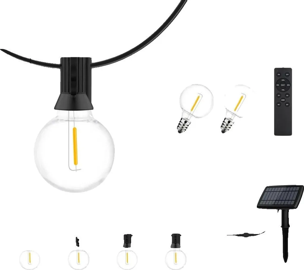 Luci solari per esterni, design infrangibile, funzione di controllo remoto, G40 80FT 30LED - 1
