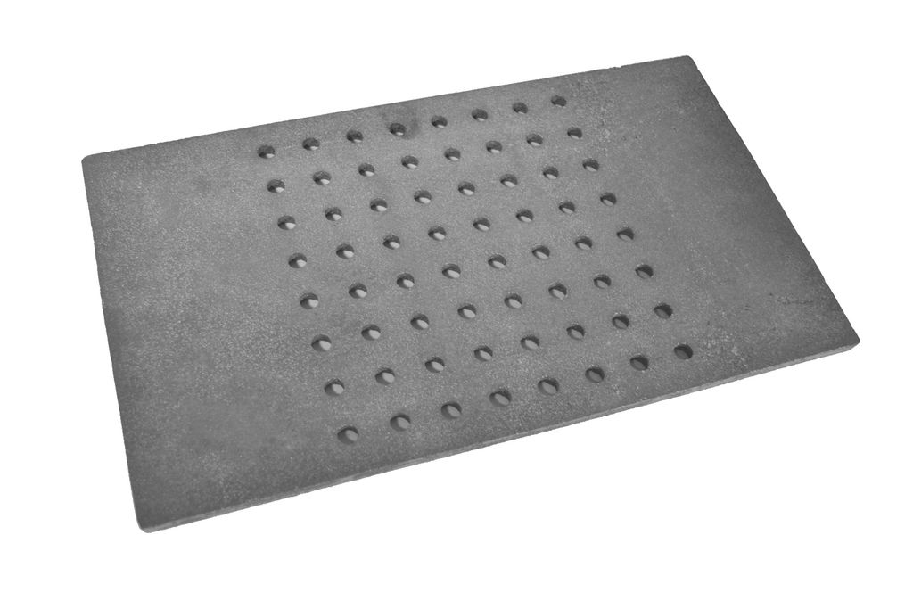 SEZAM Ofenrost 43 x 25 cm Gusseisen Gussrost mit Löcher Kaminrost eckig Ascherost Kaminofen Tafelrost Rost Ofengitter Kamin