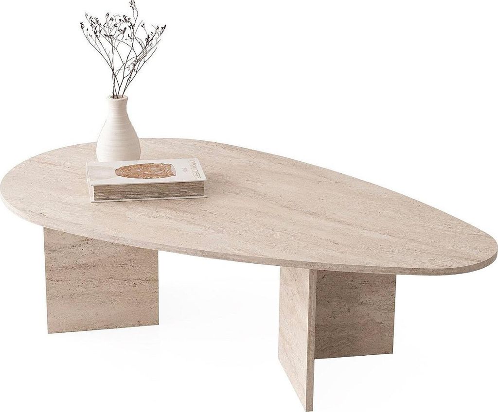 Couchtisch – Travertin-Optik Beige – LOMARETI Produktbild 