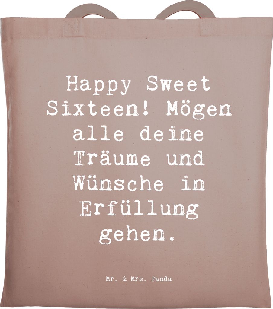 Mr. & Mrs. Panda totebag Spruch 16. Geburtstag - Braun Pastell - Geschenk, Schultasche, Jutebeutel, Geburtstagsgeschenk, Uni Tasche, Teenager, Shop...