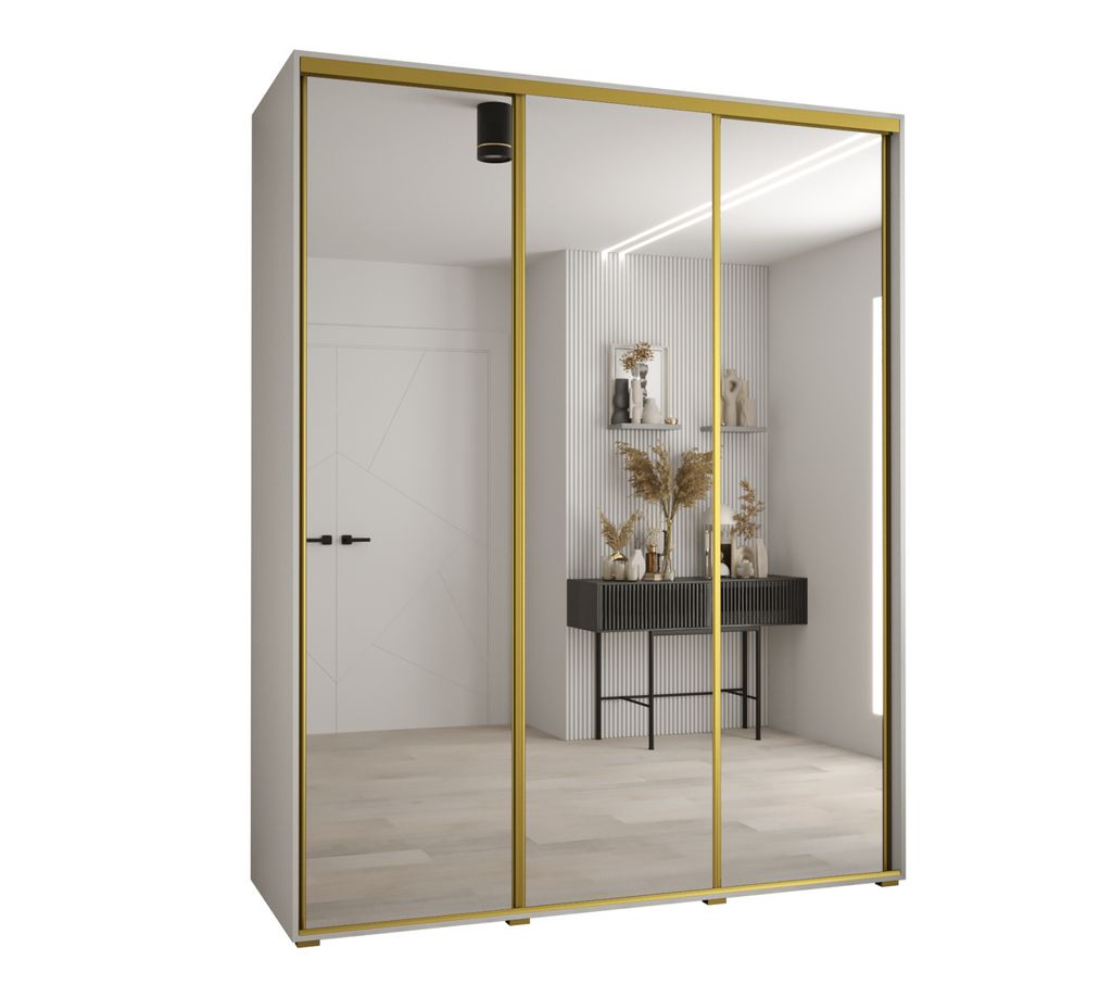 Kleiderschrank YVONA 2 – 190/60 cm, weiß/gold