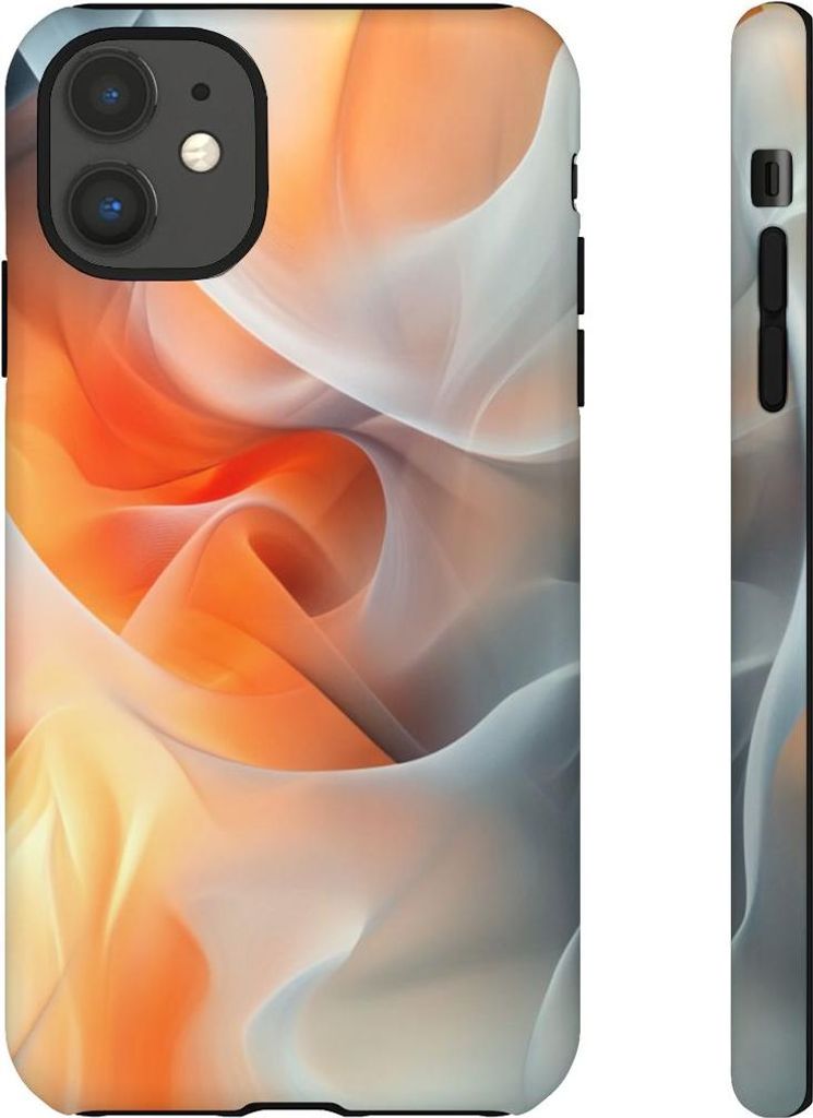 Abstrakte fließende Formen in Orange und Grau – Hülle Kompatibel mit iPhone 11