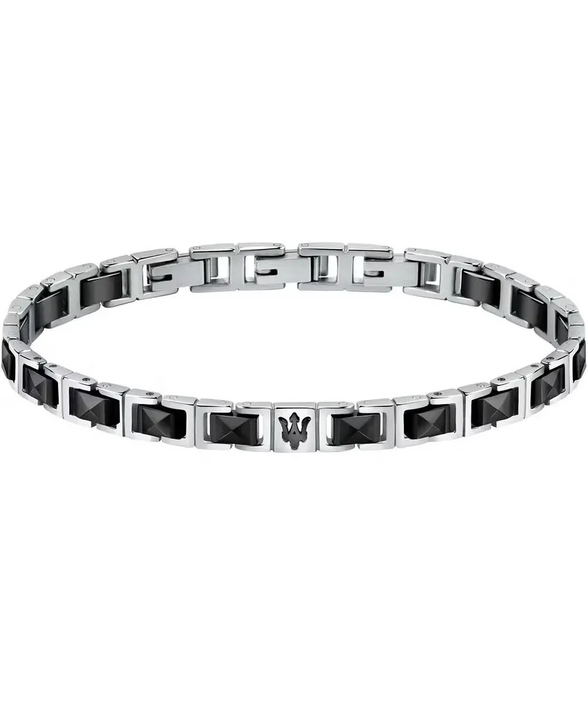 Bracelet Maserati Design Noir Céramique Logo Argent Acier inoxydable 100%
