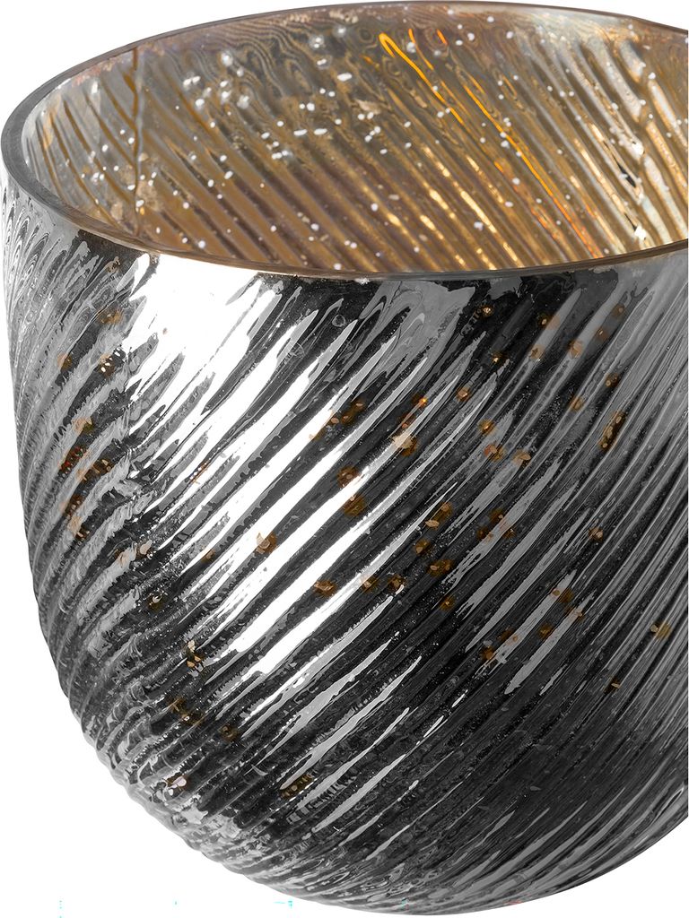 VICKY Windlicht - H. 18cm x Ø 18cm - antik silber - Glas Produktbild 3