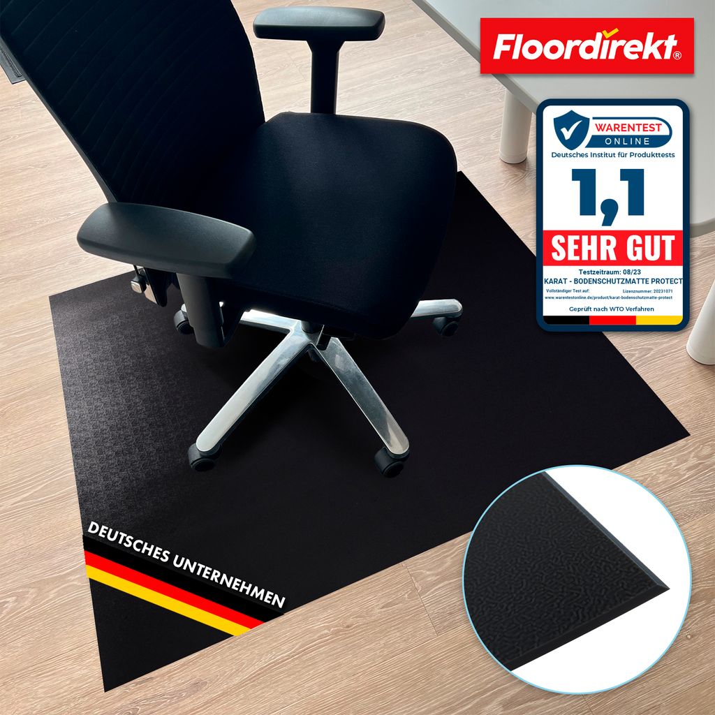 Bodenschutzmatte mit abgeschrägter Kante in verschiedenen Farben Kleopatra Schwarz Rund 60 cm