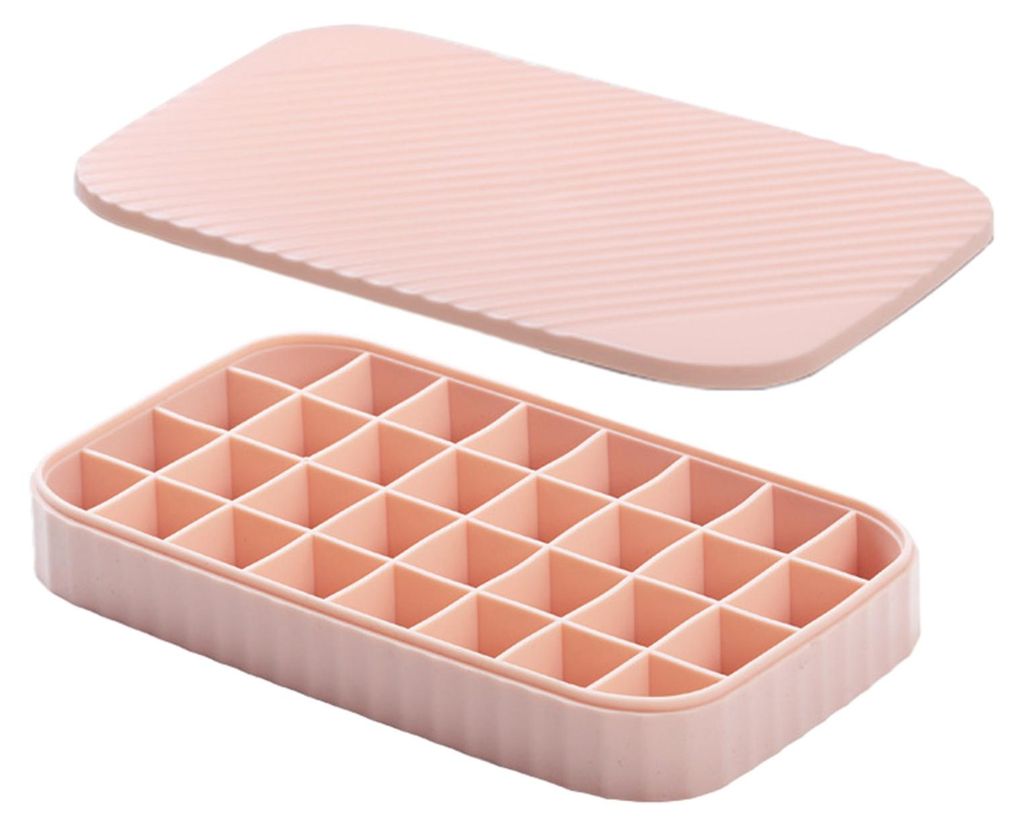 Silikon-Eiswürfelform mit Aufbewahrungsbox und Eisschaufel, 32 Fächer, auslaufsicher, stapelbar, ideal für den Gefrierschrank und Partys zu Hause
