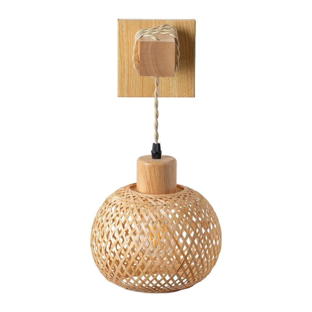 Applique Alpinaluz LUMA in legno e rattan, lampada da Immagine del prodotto 