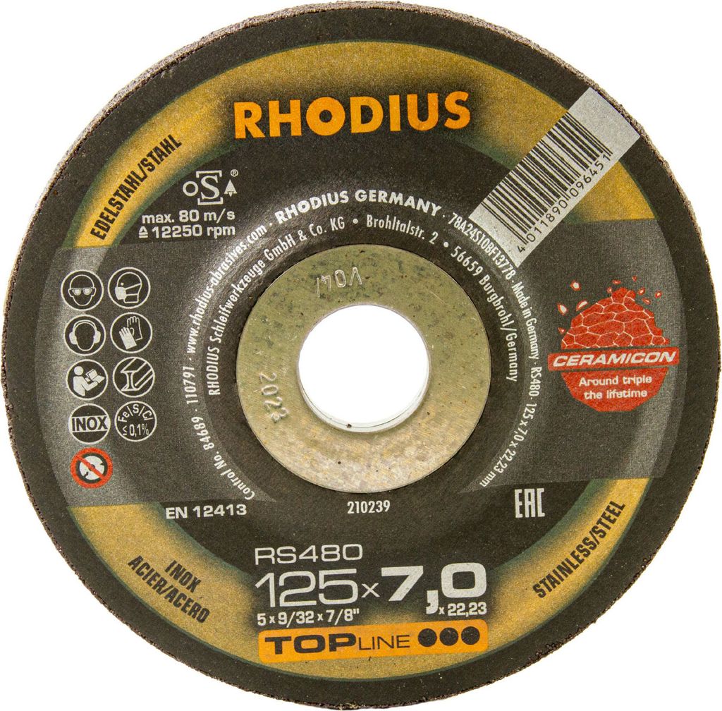 Rhodius RS 480 Schruppscheibe 125 x 7 mm, keramischer Korn, Produktbild 