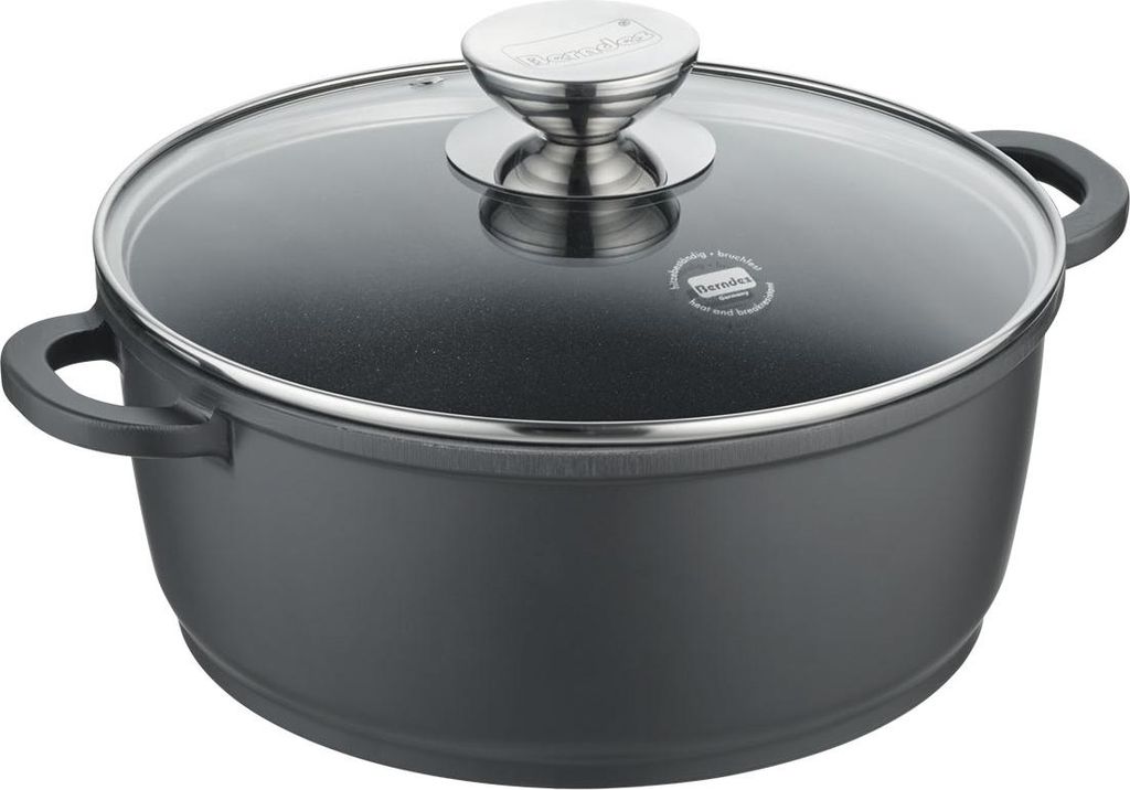 Kochtopf mit Glasdeckel 16, 20 oder 24 cm, Aluguss, schwarz - Vario Click (neue Version)