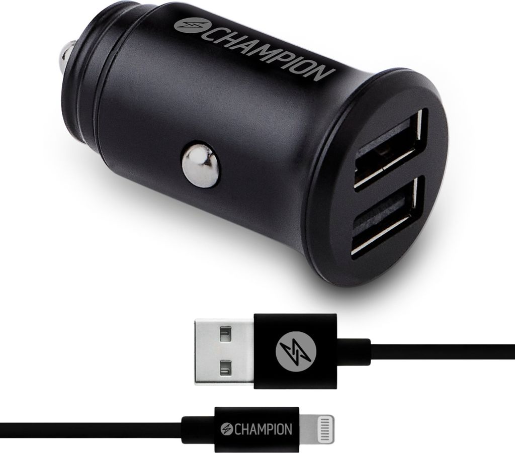 Autoladegerät 24 W + USB-A-auf-Lightning-Kabel Schwarz