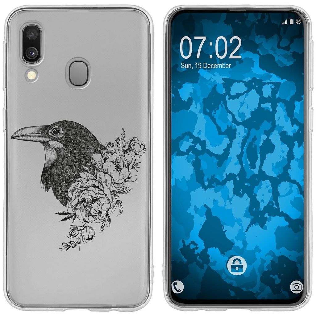 PhoneNatic Case kompatibel mit Samsung Galaxy A40 Silikon-Hülle Floral Rabe M4-1
