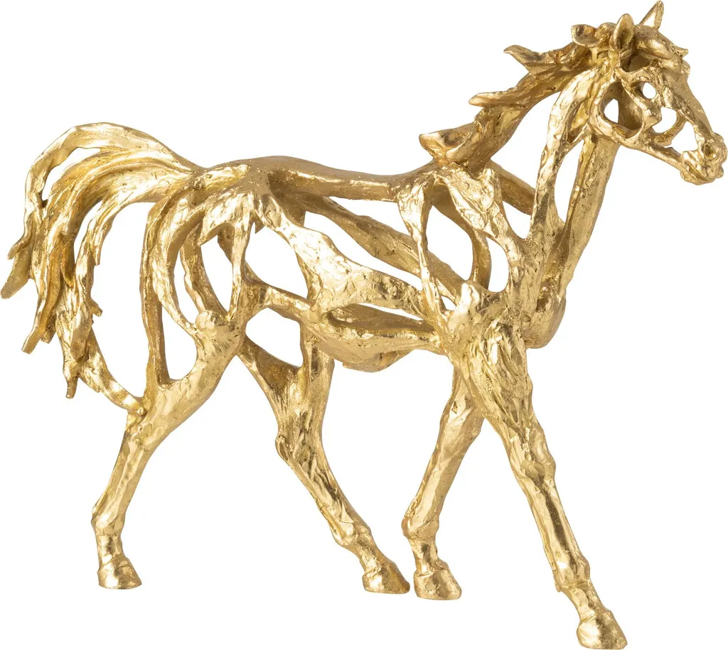 Décoration de Bureau Cheval Doré J-Line - Figurine Course Poly S 15cm