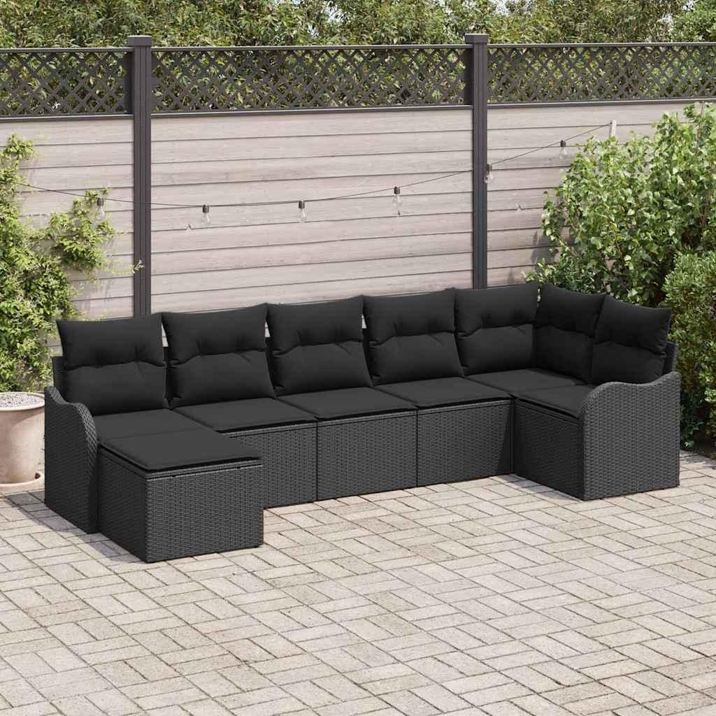 Maison Exclusive - Gartensofa-set 7 pcs Schwarz Poly-Rattan