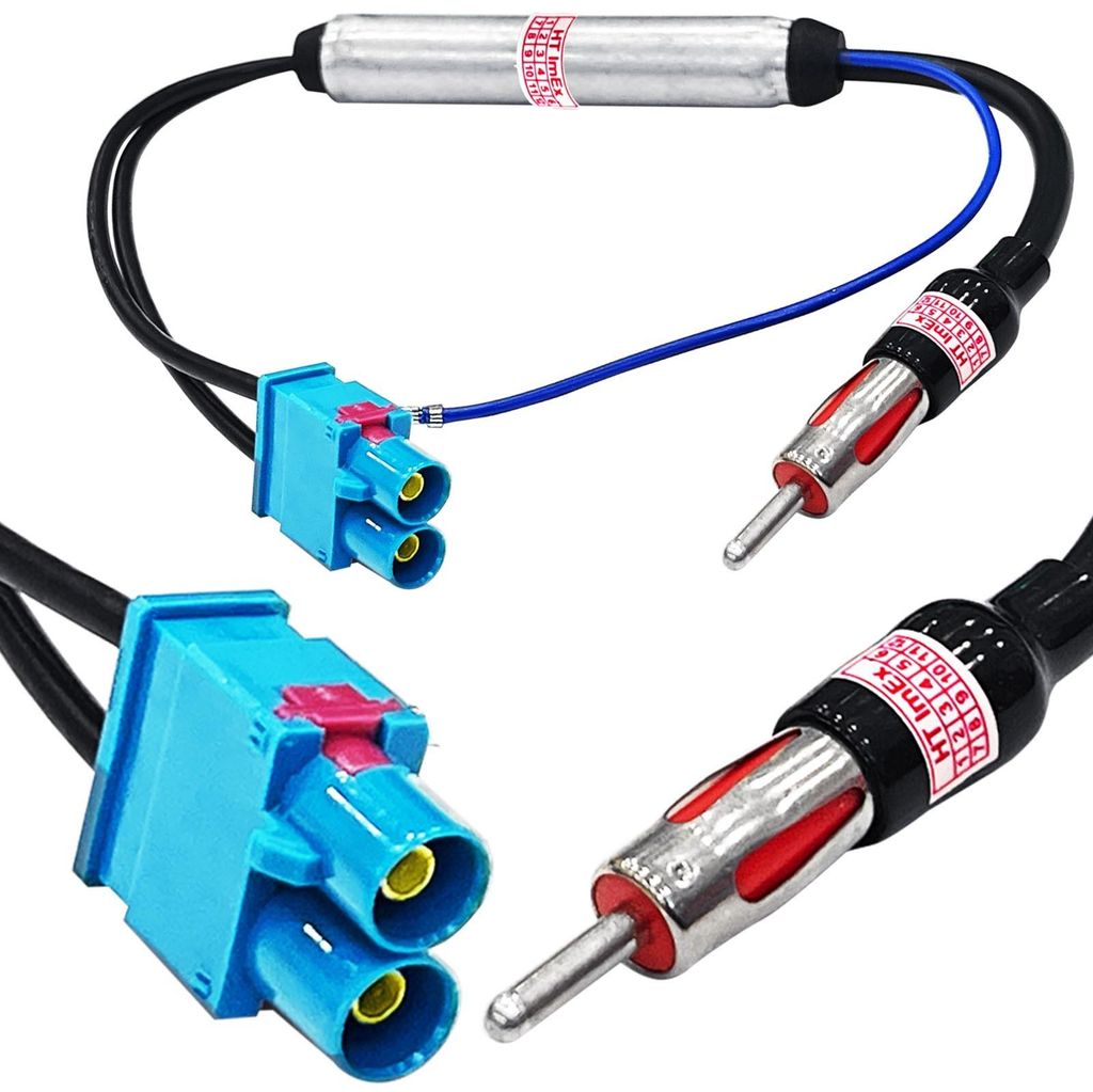 Auto Radio Phantom Aktiv Antennen Adapter Kabel Doppel FAKRA auf DIN kompatibel mit Skoda, Seat, VW, Audi