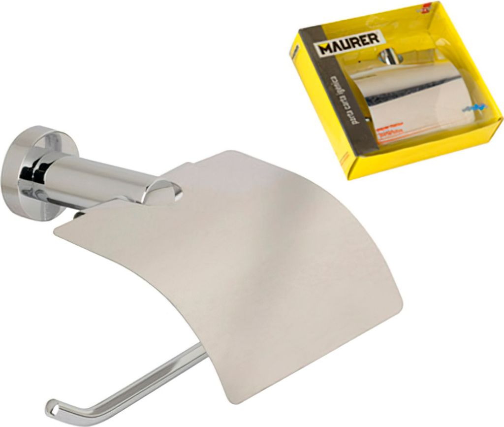 Toilettenpapierhalter Maurer II mit Abdeckung aus Edelstahl 16x22 cm.