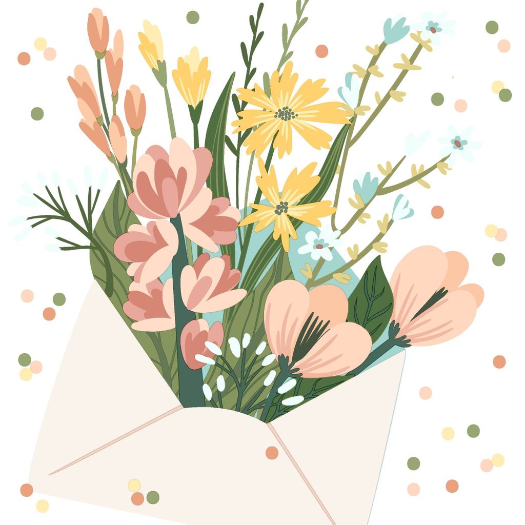 PAPER+DESIGN 201810 Lunchservietten Blumen/Brief - 33 x 33 cm, 20 Stück
