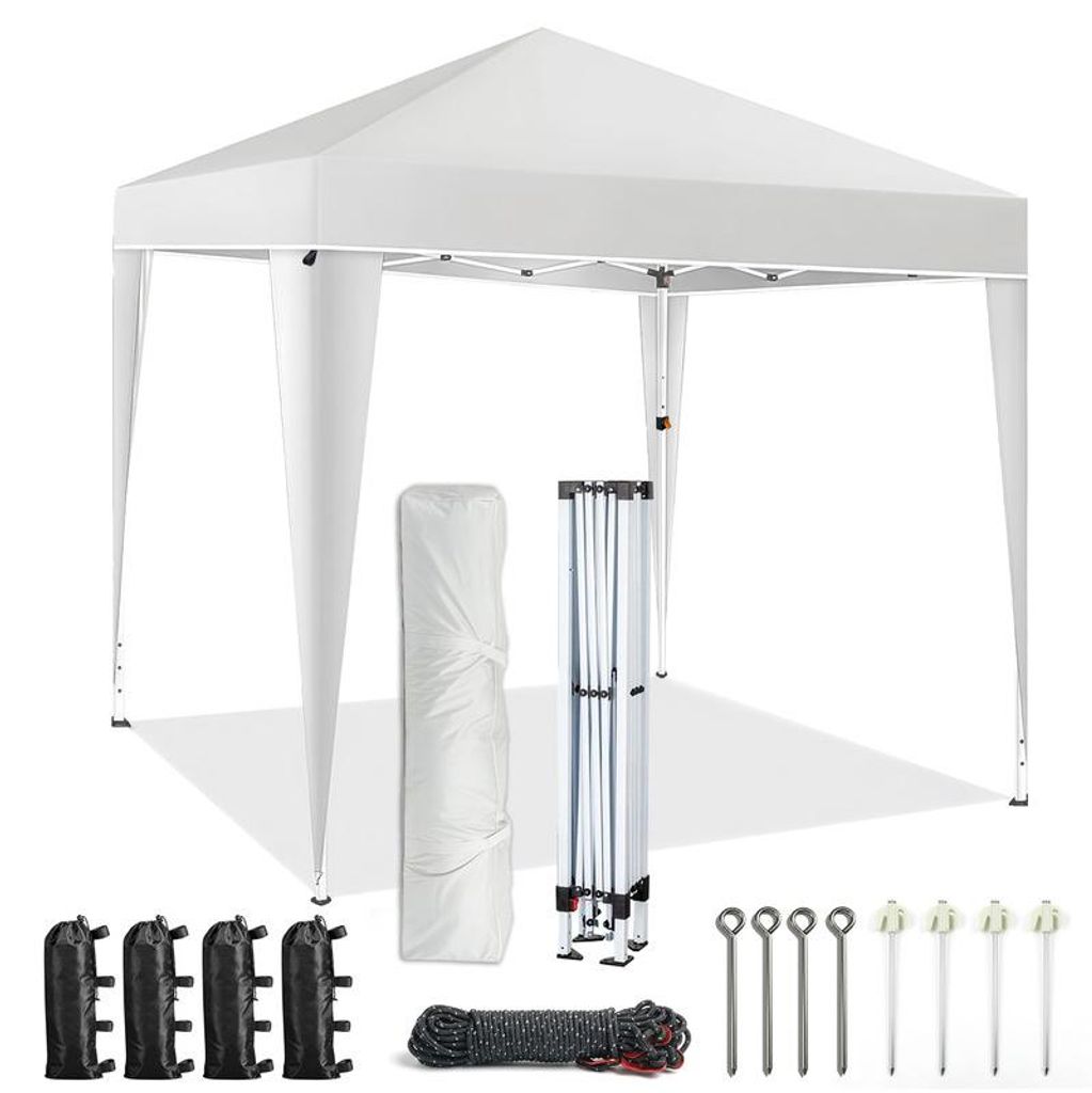 3X3M Pop-Up Pavillon Faltbar, Instant Outdoor Pavillon Zelt für Camping, Strand, Garten, Party und Outdoor Events,Weiß