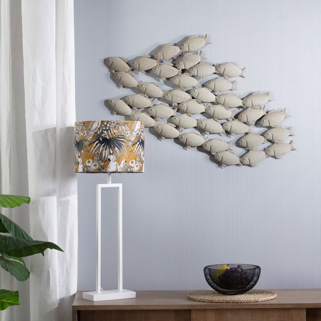 Wandobjekt Wandbild Wanddeko Fischschwarm grau Eisen L 97 Produktbild 11